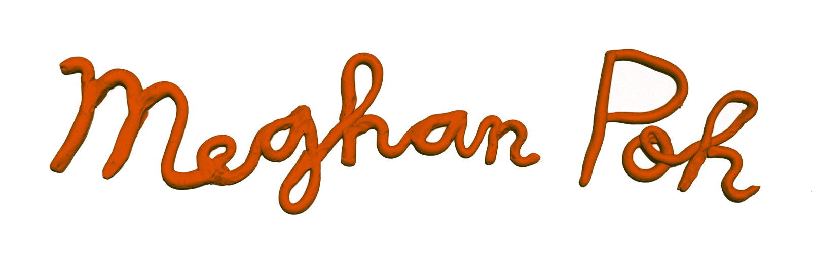 Cursive logotype of Meghan Poh, made in plasticine